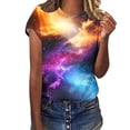 thumbnail image 4 of Ounisa Unisex Short Sleeve T Shirts Crew Neck Starry Sky Galaxy Print Casual Soft Loose Fit Spring Summer Daily Wear Fashion Tops S-5XL, 4 of 6