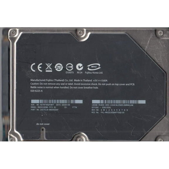 MHZ2160BH FFS G1, PN CA07018-B68400AP, Fujitsu 160GB SATA 2.5 Hard Drive