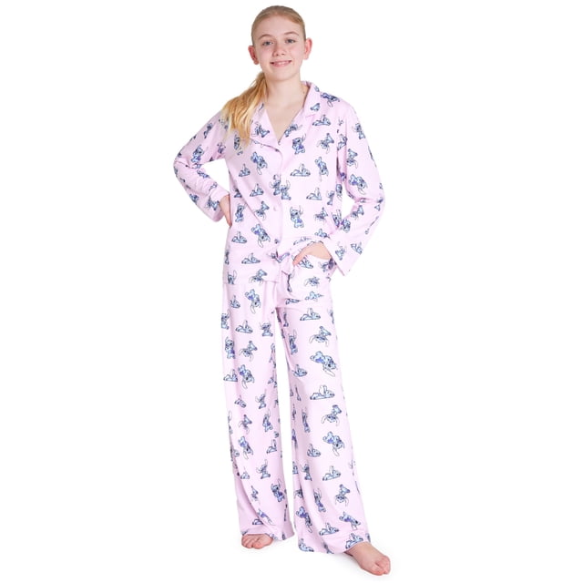 Pijamas para Niñas Disney Stitch 2 Piezas Manga Larga Rosa Transpirable