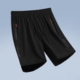thumbnail image 4 of HVOBTTY Men's Summer Casual Elastic Waist Sport Shorts Solid Color Zipper Pockets Bottoms Black, XXXL, 4 of 4