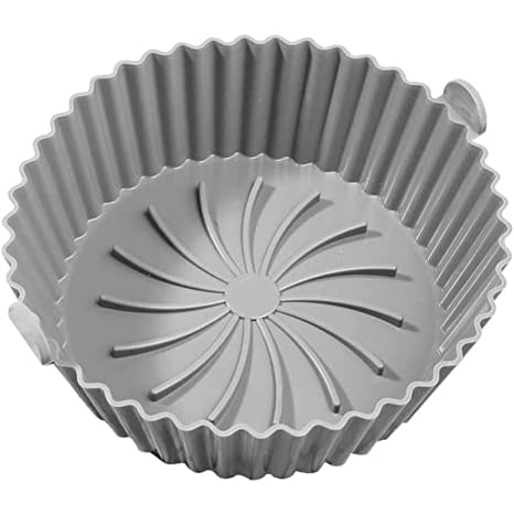 Cesta de freidora de aire redonda de silicona y forma de horno para freidora eléctrica con asa de 22 cm (GRIS) Deng Xun unisex