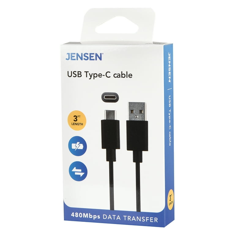 JENSEN JU832AC3V chrg and Sync USB to USB-C Cable, 3 Ft. - Walmart.com