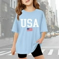 thumbnail image 2 of Girl T-Shirts 3t Los Angeles Graphic Top Tees Shirt Round Neck Short Sleeve Matching Tees Shirt Comfy Back To School Clothes,A1-Sky Blue,13 -14 Years, 2 of 6