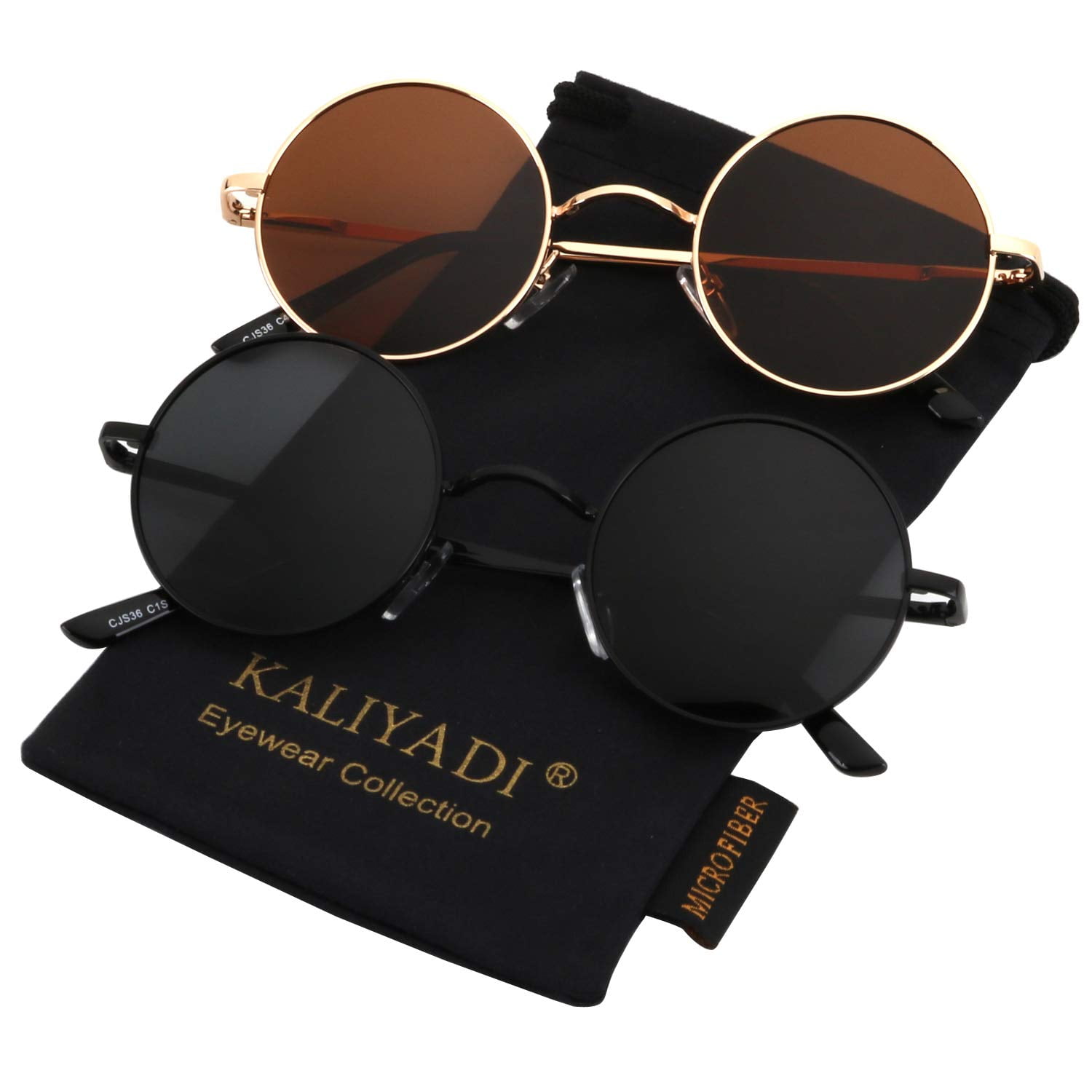 KALIYADI John Lennon Glasses Mens Round Sunglasses Men Polarized Circle Sunglasses Womens Mens Sun Glasses UV400 Protection 