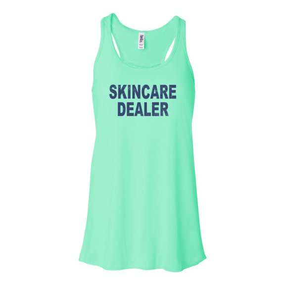 "Skincare Dealer, Esthetician Tank Top, Makeup Artist, Esthetician Apparel, Gift For Her, Racerback, Women's Workout Tank, Sublimation, Mint , SMALL"