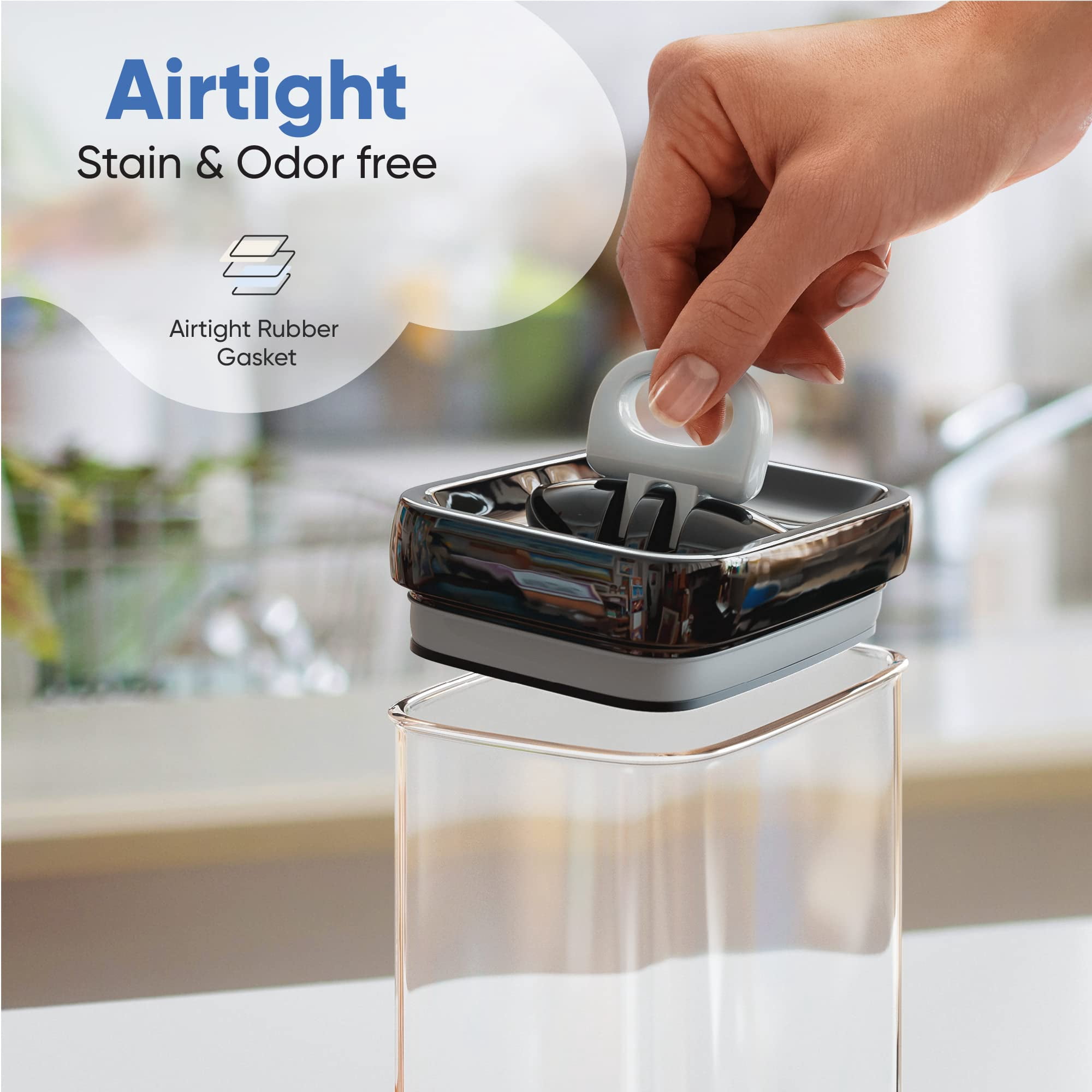 Airtight Food Storage Containers Pack of 6 - 1.0l Kitchen Pantry Canisters