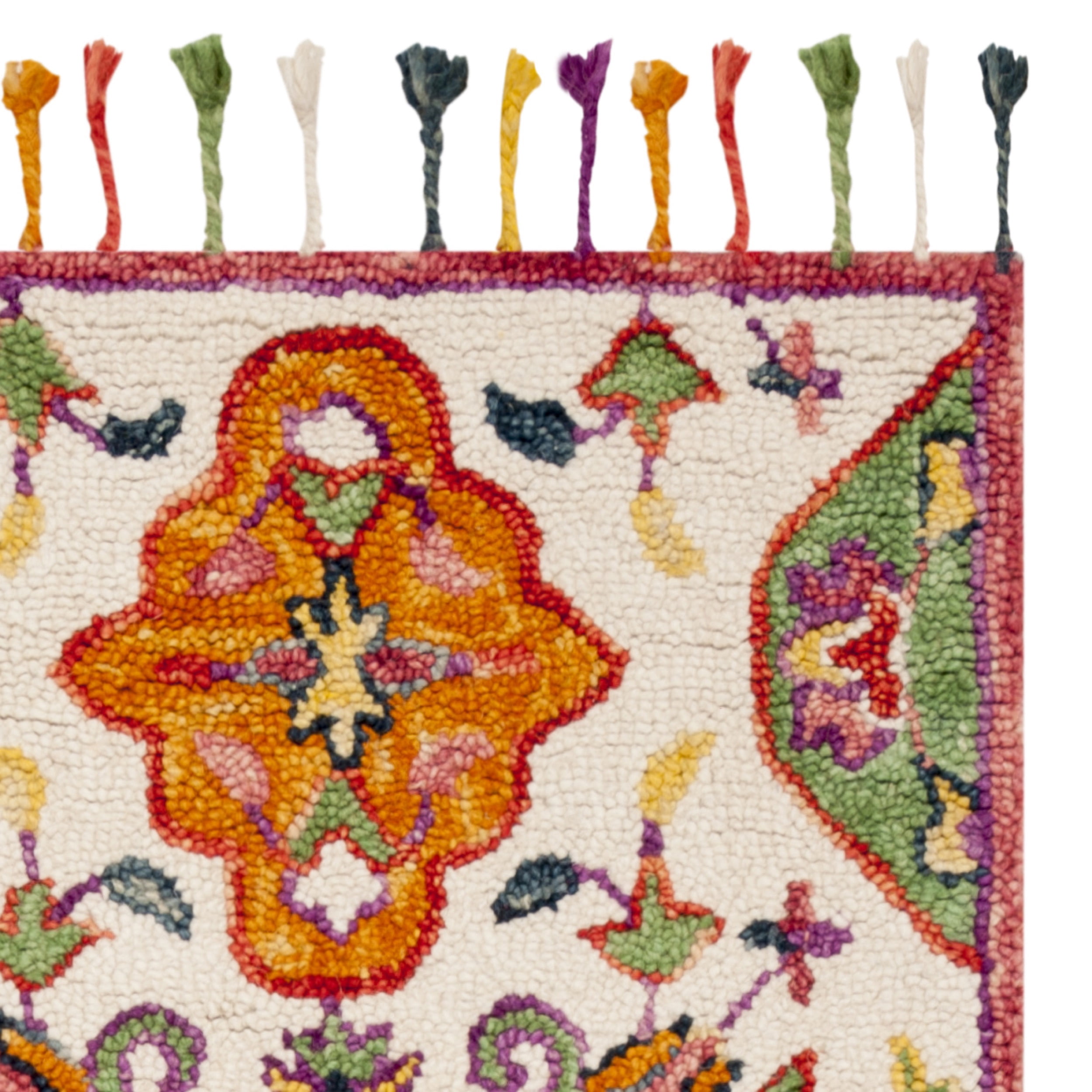 SAFAVIEH Blossom Ira Floral Wool Fringed Area Rug, Ivory/Multi, 3' x 5'