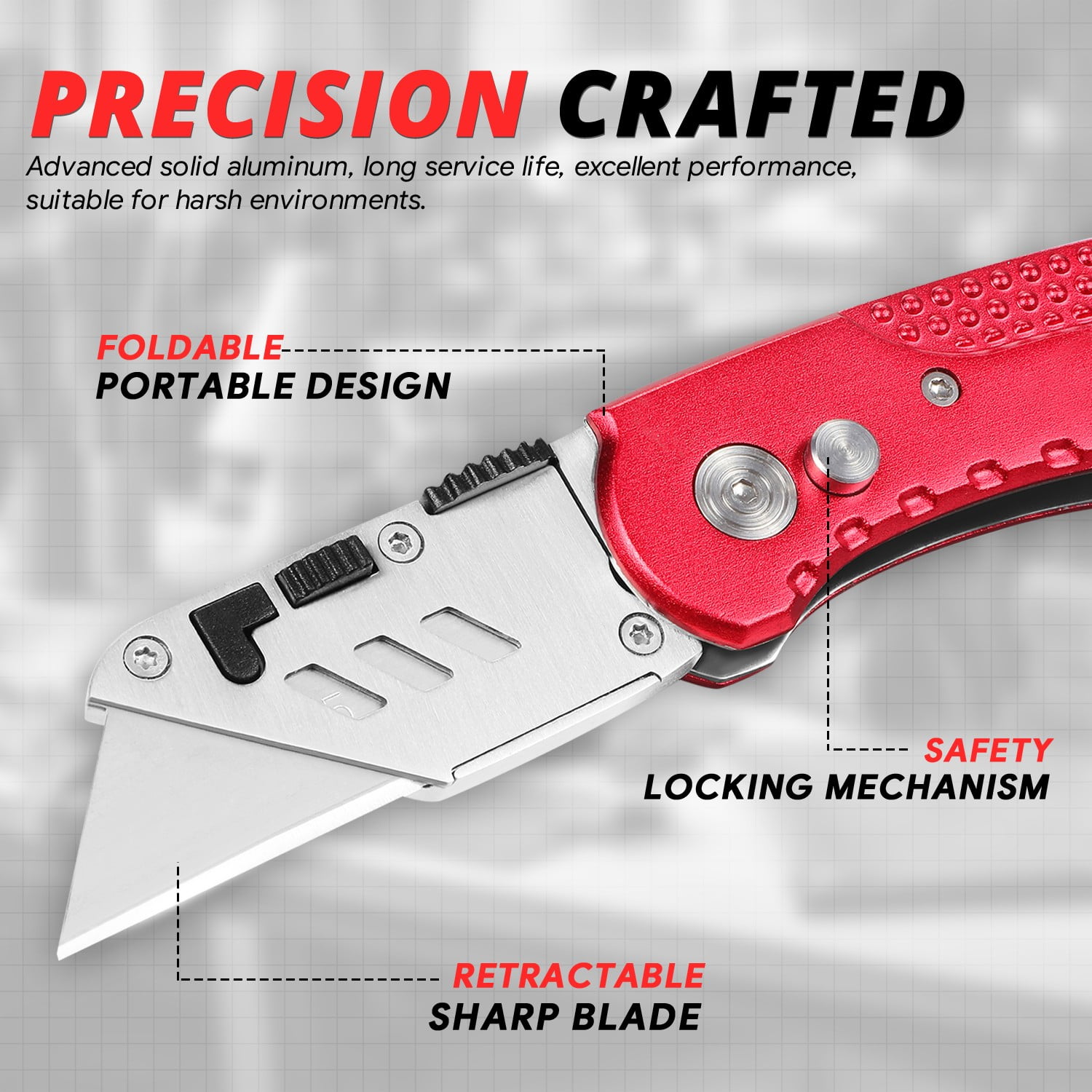 10Pcs Aluminum/Steel Folding Locking Pocket Utility Knifes w/10 Extra Blades