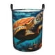 thumbnail image 1 of Fotbe Colorful Flower Sea Turtle Cesto de Ropa con Asas, Cesto Impermeable de Gran Capacidad, Bolsa de Lavado para Dormitorio, Cesto de Ropa con Ruedas y Asas-Small, 1 of 6