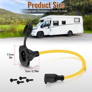 Filluck 15A AC Port Plug, 125V RV Shore Power Inlet Socket NEMA 5-15 Waterproof Electrical Outlet Receptacle Box with Integrated 16 Extension Cord, Y Splitter Plug for RV/Trailer/Boat