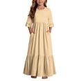 thumbnail image 2 of Mifsaly Little Girl Dresses Ruffle Half Sleeve A-Line Tiered Long Dress Comfortable Flowy Casual Summer Beach Sundress with Pockets, 2 of 7