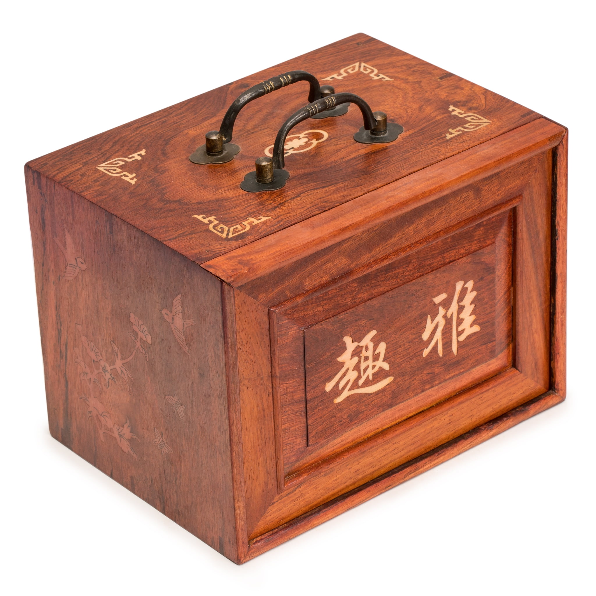 Chinese Bone bamboo back mahjong with box