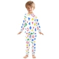 thumbnail image 6 of FORMRS Long Sleeve Top and Pants Pajama Set for Niños 2-Piece Sleepwear, Sizes 18M-8Y, Blue Retro Triangles, 6 of 6
