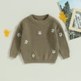 thumbnail image 3 of Gupgi Chandail à Fleurs pour Tout-Petit Bébé Fille Chandail Tricoté Chaud à Manches Longues Hauts d'Automne Hiver, 3 of 7