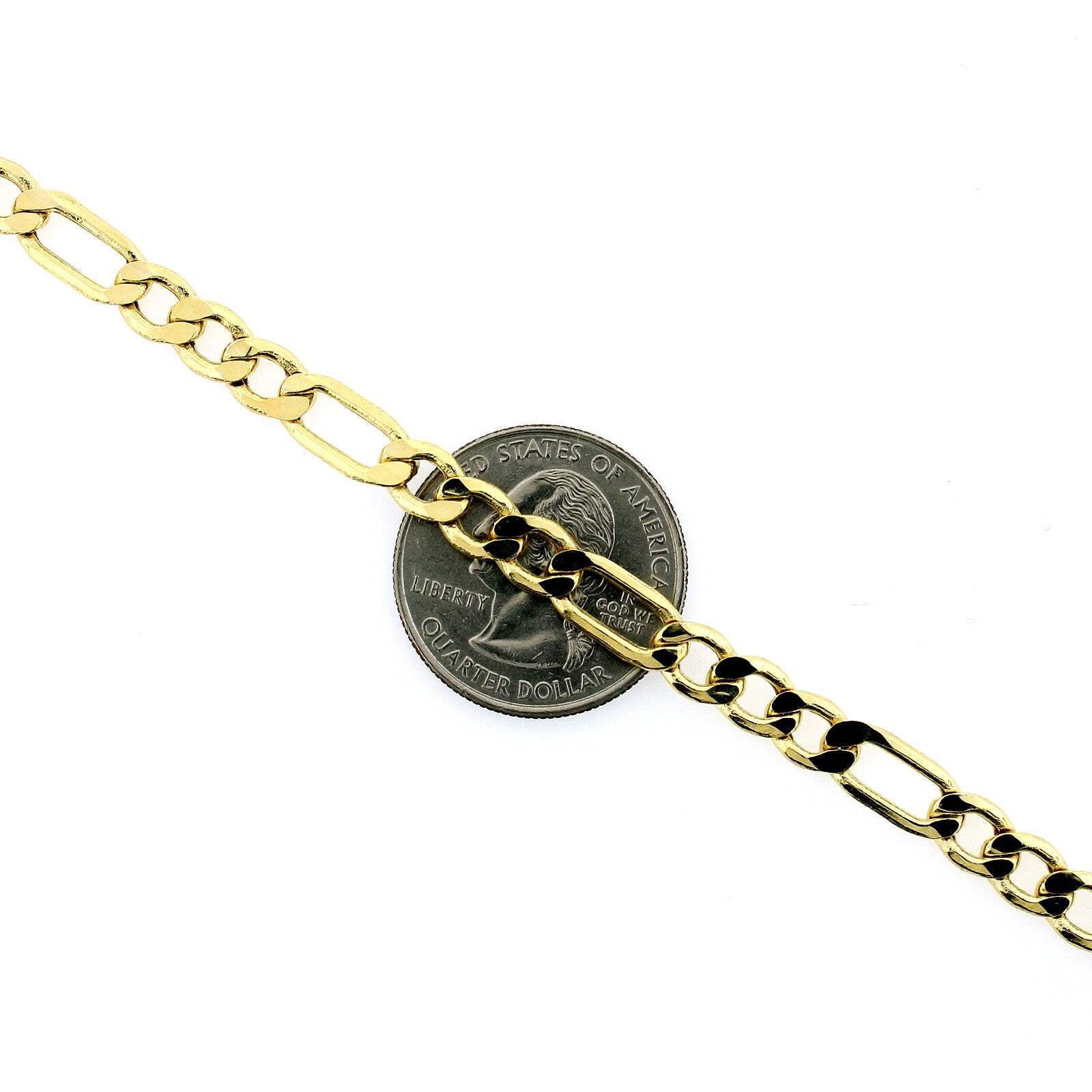 NEW Gold Chain Necklace, 10K Yellow Gold Men's Figaro Link Chain Necklace 5.5MM 24"
