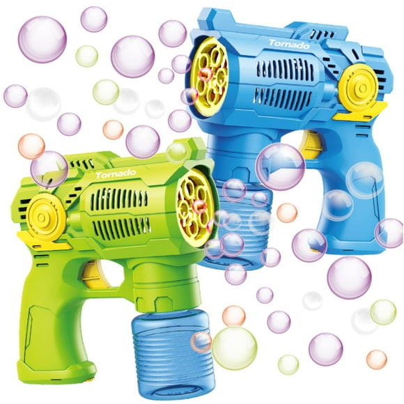 Juego de 2 pistolas Bubble Guns Haktoys con baterías y solución de recarga
