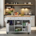 thumbnail image 4 of Finnhomy 53.2'' Large Rolling Kitchen Island with Drop Leaf, Thicken Rubber Wood Top, Spice Rack, Towel Rack, Storage Cabinet and Drawers, 4 of 7