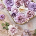 thumbnail image 2 of Flores artificiales Floweroyal Purple Mix Silk Dahlia Roses, 2 of 8