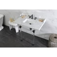 thumbnail image 3 of Kingston Brass LMS36MASQ0 Pemberton 36" Carrara Marble Console Sink with Acrylic Legs (8-Inch, 3-Hole), Carrara Marble White/Matte Black, 3 of 8