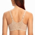 thumbnail image 3 of MELENECA Women's Front Closure Stretch Lace Underwire Bra Beige 38C, 3 of 5