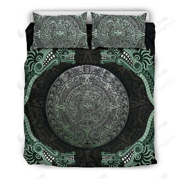 v1935 Bed Sheets Mexico Aztec Pattern Great Gifts For Birthday Christmas Quilt Duvet Cover Set3-Piece Bedding Set (1 Duvet Cover + 2 Pillow Shams) Bed(200x200cm 78x78in)