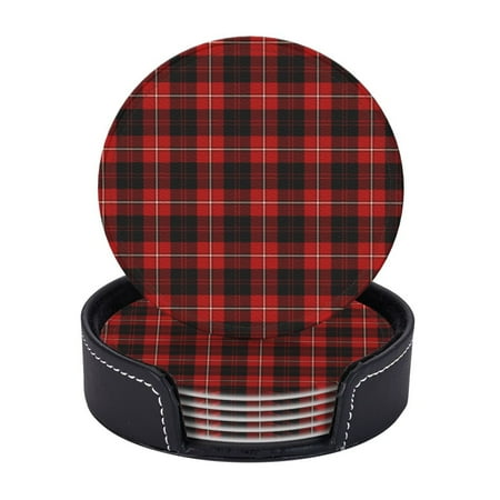 

6 Pcs Leather Coasters Clan Cunningham Tartan Coasters For Drinks Cup Mat Pad Housewarming Gift Ideal For Home Decor