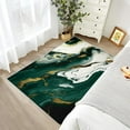 thumbnail image 2 of Marble Area Rug Washable Rugs, Abstract Modern Emerald Green Gold Bedroom Carpet, Reduce Noise Fade Resistant Rug, Dirty Resistant Non-Skid Carpets for Home Decor 5x6ft, 2 of 6
