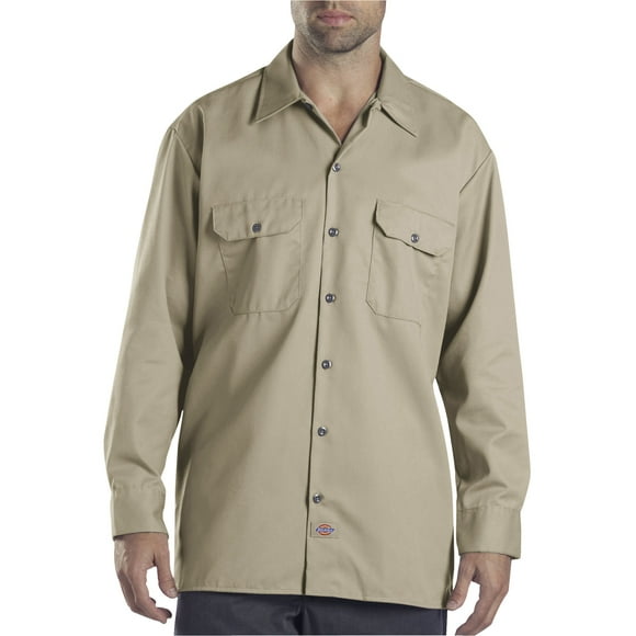 Dickies Mens Long-Sleeve Work Shirt, L, Desert Sand