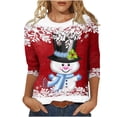 thumbnail image 2 of Xihbxyly Blouses à Manches 3/4 pour Femmes T-shirt Imprimé de Mode pour Femmes Blouse à Manches 3/4 Col Rond Hauts Décontractés Offres des Fêtes, 2 of 4