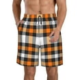 thumbnail image 1 of Fotbe Orange Plaid Trajes de Baño Estampados para Hombre, Shorts de Verano de Secado Rápido, Ropa de Playa, Bañadores-3X-Large, 1 of 6