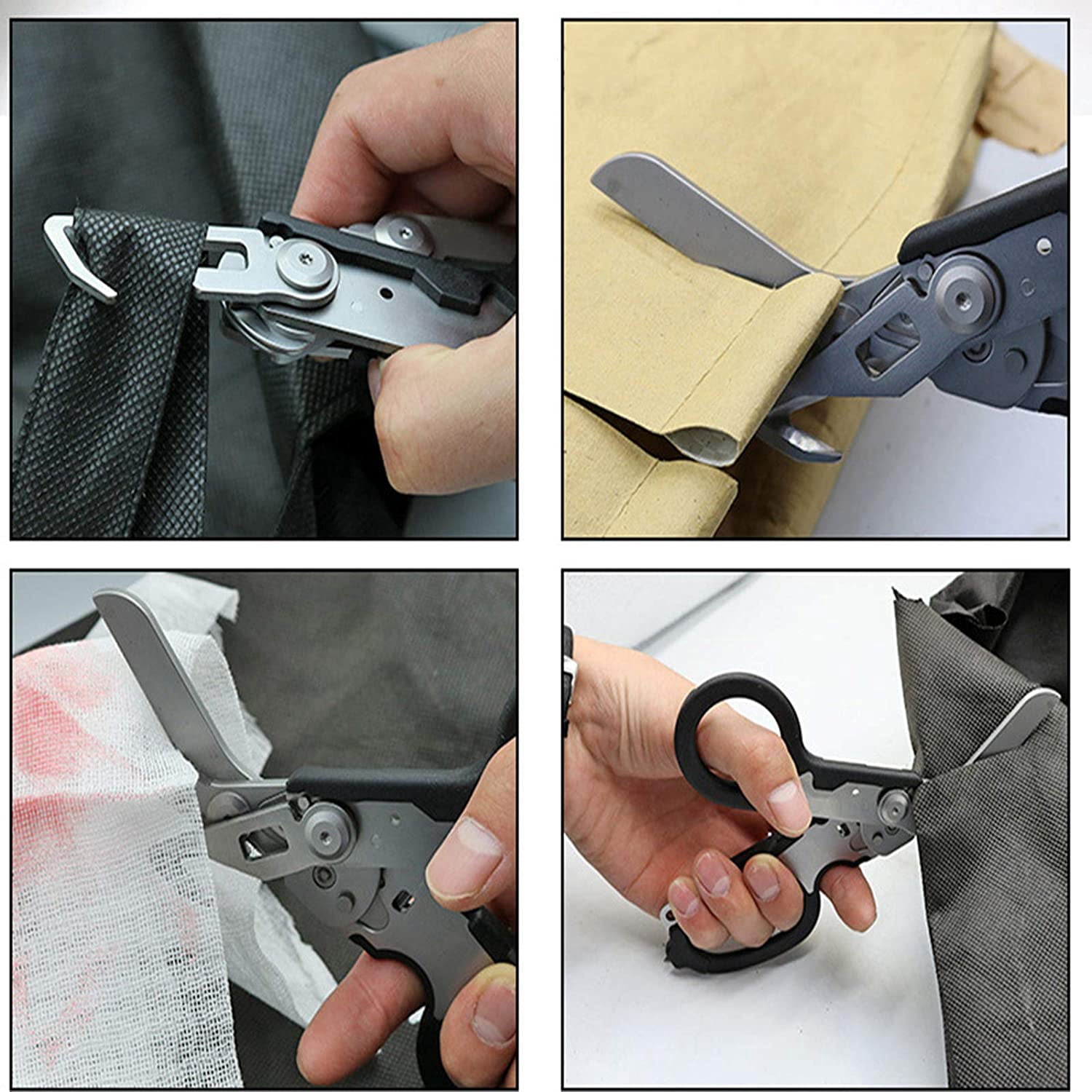 6 in 1 Emergency Response Shears, 6 Functions Scissors with Strap Cutter and Glass Breaker, Portable Pocket Multi Tool with Utility Holster (Square)
