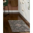 thumbnail image 3 of TOWN & COUNTRY LUXE Livie Forever Vintage Everwash® Washable Multi-Use Decorative Rug, Kitchen Rug, Low-Profile Door Mat, Bedroom Rug and Dorm Room Rug with Non-Slip Backing, Grey/Rose Pink, 24"x40", 3 of 7