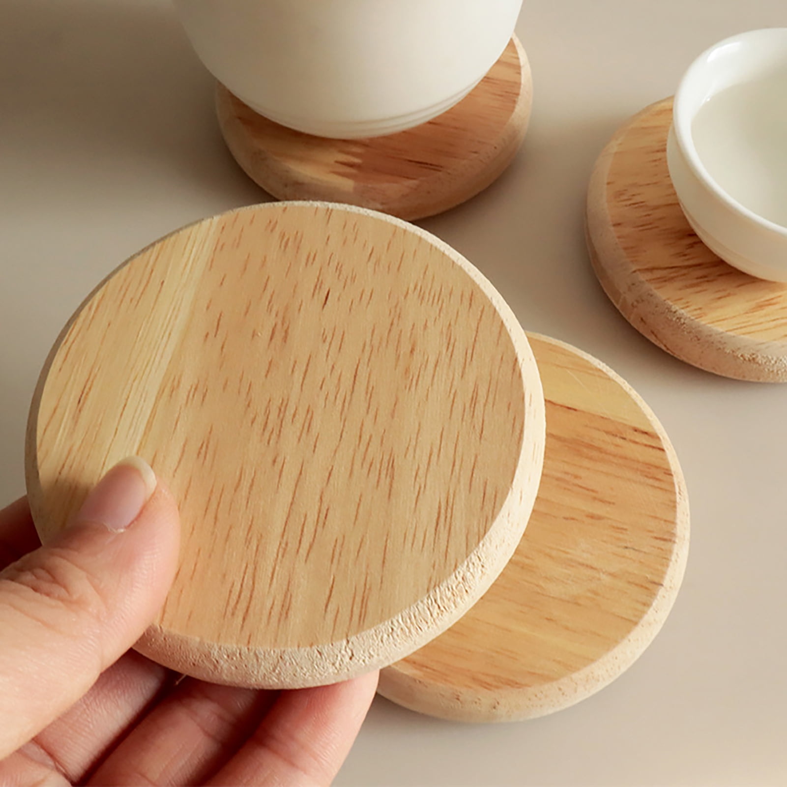Round Wooden Coasters Blank Wooden Coaster Crafts With Non - Temu