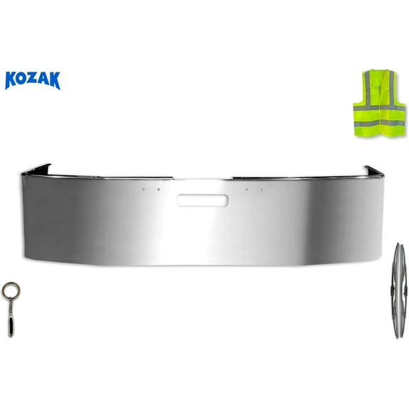 KOZAK 20" Front Aero Bumper Chrome w/o Fog Lights Compatible with Freightliner FLD 120 & 112