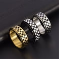 thumbnail image 4 of HIJONES Rotatable Racing Flags Ring for Men Women Checkerboard Stainless Steel Punk Gothic Ring Personalized Hip Hop Ring Band Jewelry Black Size 11, 4 of 6