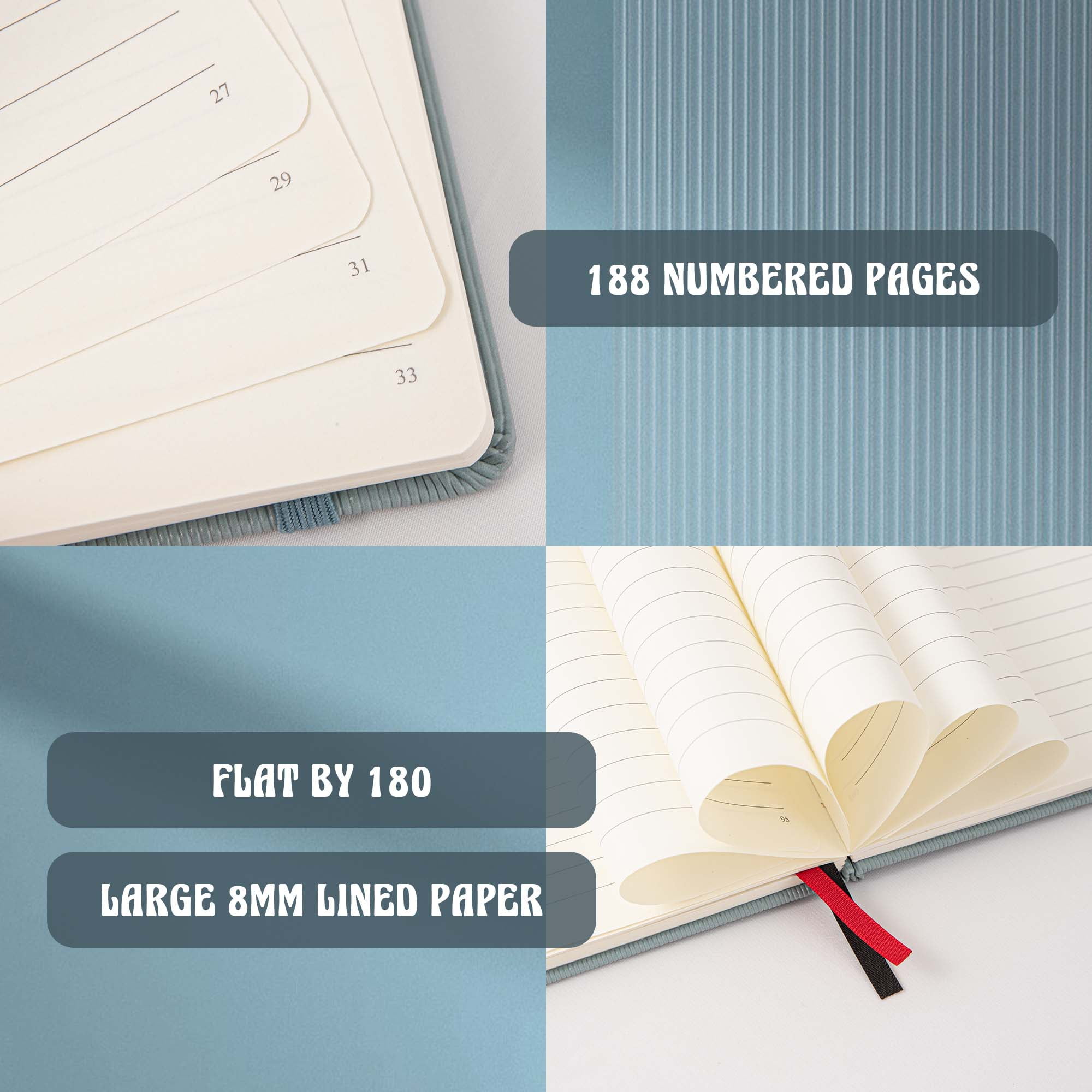 6 Pcs hardcover notebook, A5 Ruled Journals for Writing, 100 GSM Lined Thick Paper with 188 Numbered Pages, Hardcover Notebook for Personal Writing Study Office