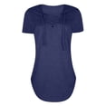 thumbnail image 3 of Camiseta de mujer con cuello en V y cordones, manga corta, blusa suelta causal, azul, XXL Methold AP001631-15, 3 of 7