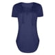 thumbnail image 3 of Camiseta de mujer con cuello en V y cordones, blusa suelta causal de manga corta, azul, L Advancent AP001631-13, 3 of 7