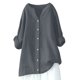 thumbnail image 5 of Top boho,Blusa tipo túnica de lino con cuello en V para mujer, manga larga, corte holgado, informal, para verano, ideal para el hogar, sopatenor, 5 of 9