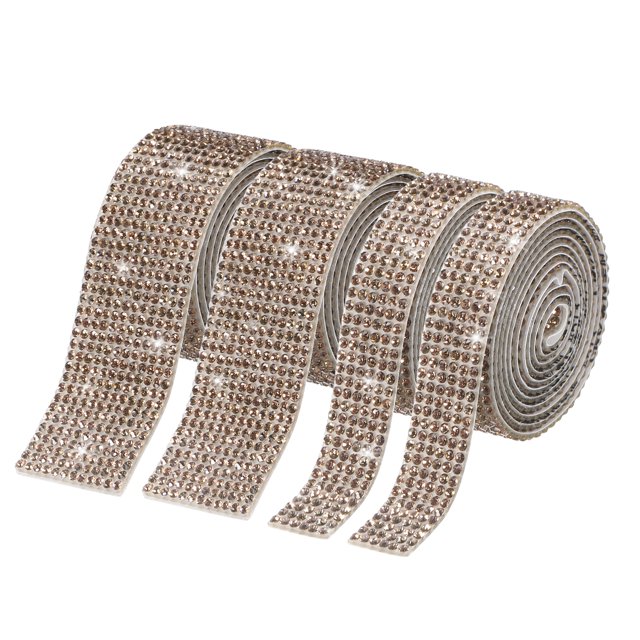 Unique Bargains 2 Roll 1 Yard 13.5/27mm Self Adhesive Crystal Rhinestone Ribbon for Crafts Project, Bright Yellow