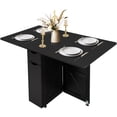 thumbnail image 4 of Folding Dining Table, Dinner Table with Shelves, Space Saving Foldable Dining Table with 6 Wheels, Kitchen Table for Small Spaces -Black, 4 of 10