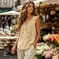 thumbnail image 4 of Lumtrix Womens Tank Tops Loose Fit Cotton Linen V Neck Henley Sleeveless Shirt Casual 2026 Summer Beach Top Beige L, 4 of 6