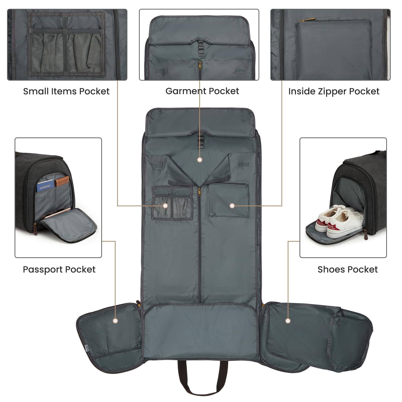 S-ZONE Carry On Garment Bag for Travel, 2 in 1 Convertible Garment Duffle Bag with Toiletry Bag, Hanging Suitcase for Men and Women, 50L