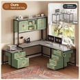 thumbnail image 2 of Farmhouse L Shaped Computer Desk with 6 Drawers and Hutch, Reversible Home Office Desk, Corner Office Desk, 2 of 7