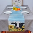 thumbnail image 4 of Table Runner Dresser Scarves 60 Inch Long, Watercolor Farm Animals Cow Sunflowers Linen Dining Table Runners Vintage Wood Plank Tabletop Scarf for Wedding Holiday Party Kitchen, 4 of 7