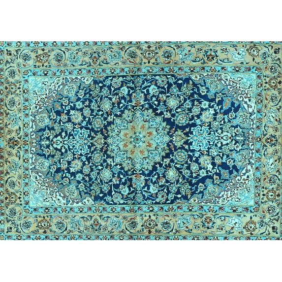 Ahgly Company Indoor Rectangle Persian Light Blue Traditional Area Rugs, 8' x 10'