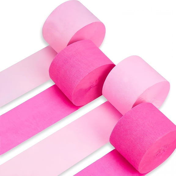 CCOCC Crepe Paper Streamers 4 Rolls 328ft, Pack of Hot Pink and Pink Crepe Paper for Party, Wedding, Birthday, Baby Shower Decorations, Valentines Day Decorations (1.8 Inch x 82 Ft/Roll)
