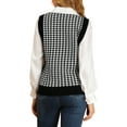 thumbnail image 3 of INSPIRE CHIC Women's Sweater Round Neck Sleeveless Houndstooth Plaid Knitted Sweater M Black, 3 of 6