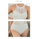 thumbnail image 4 of Traje de baño de una pieza con malla y control de abdomen para mujer, traje de baño con cuello alto y abertura en el cuello, 4 of 5