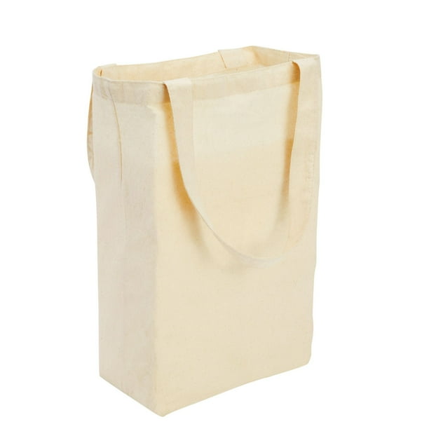 Bulk Pack of 24 Large Cotton Canvas Tote Bags with Plain Handles